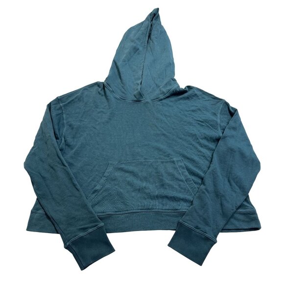 James Perse Relaxed Crop Hoodie in Blue - Picture 1 of 4